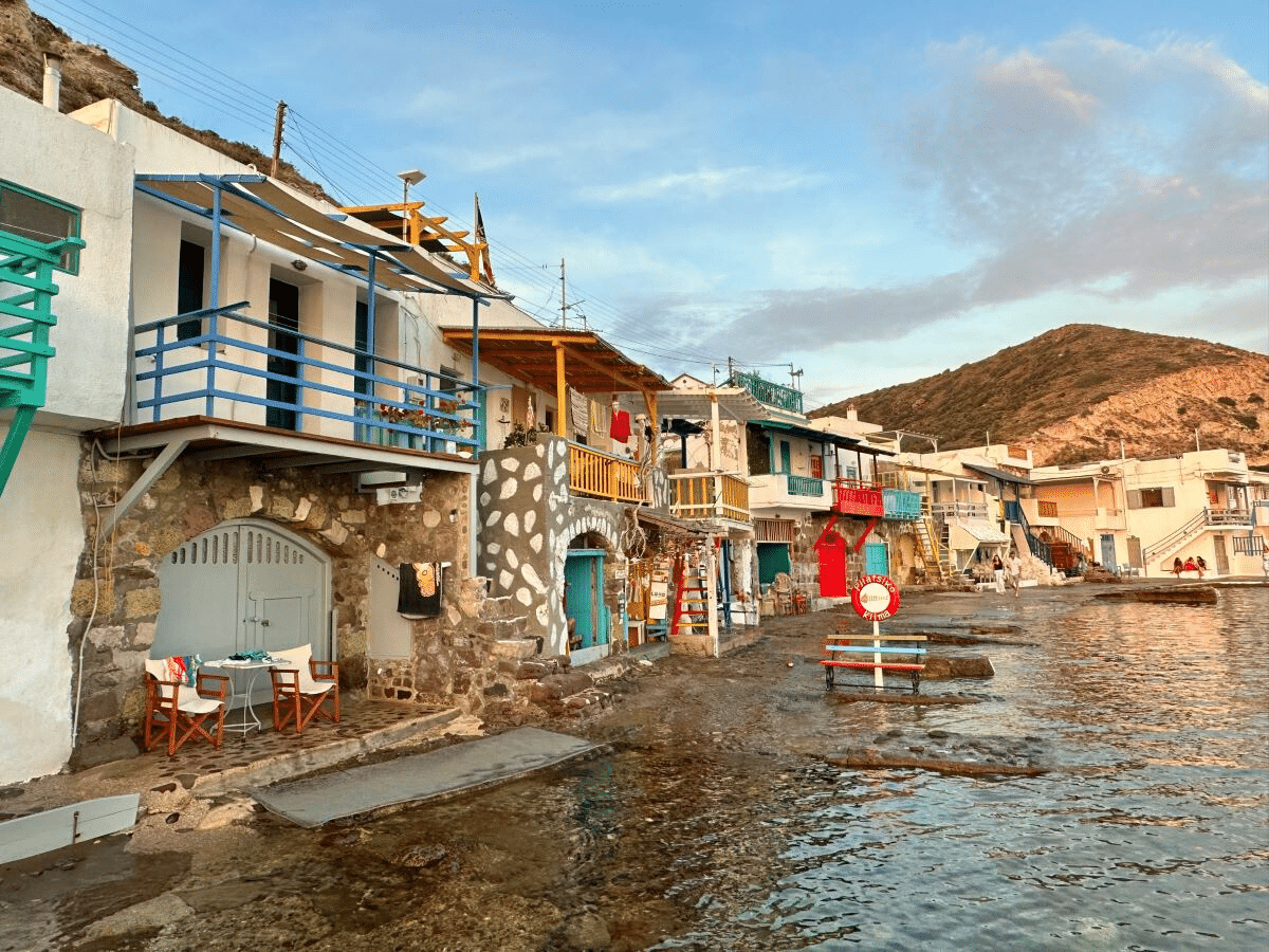 Converted fishermen's accommodation with colourful shutters and balconies